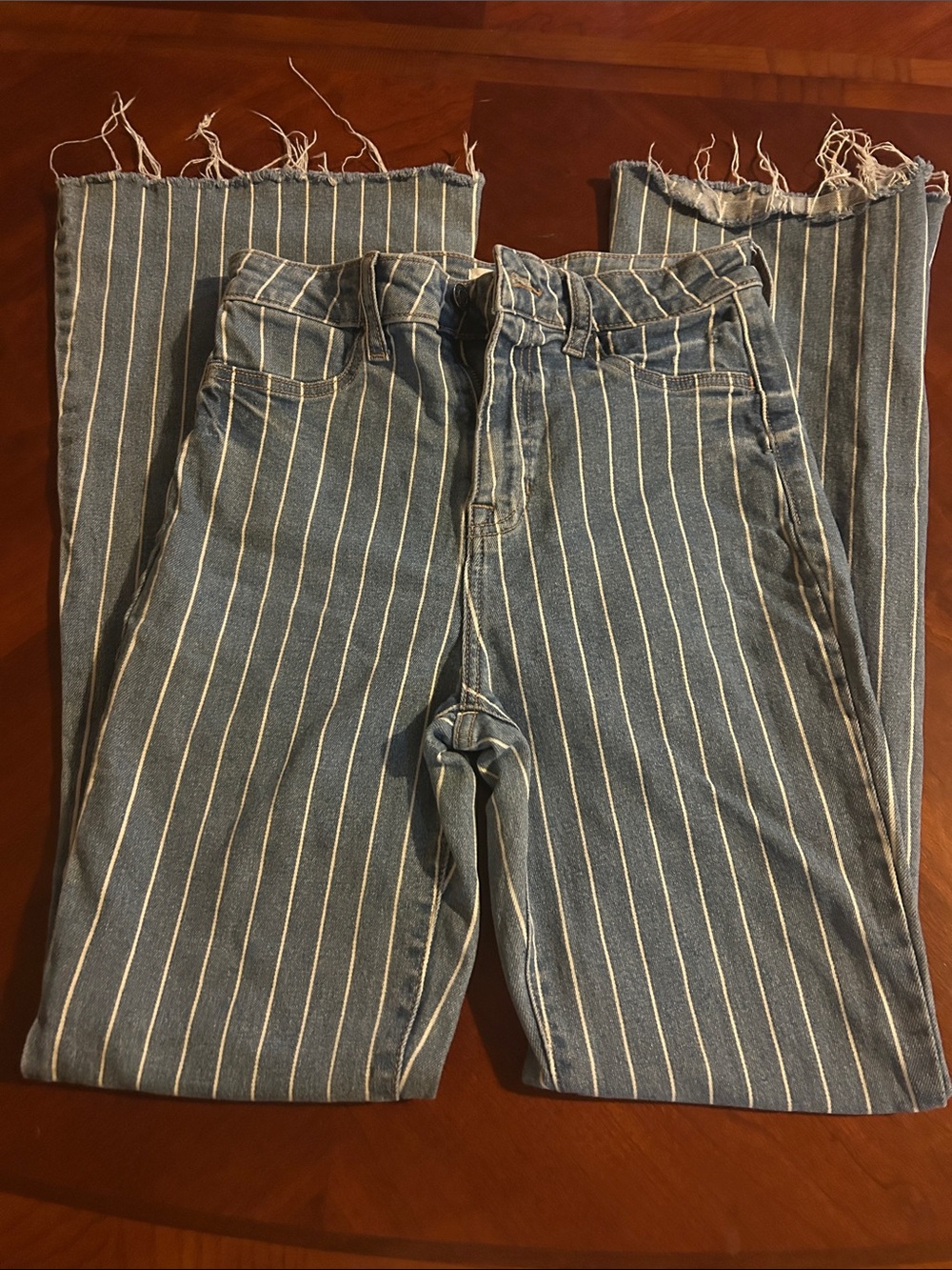 Cello Striped Blue Denim Jeans with White Pinstripes